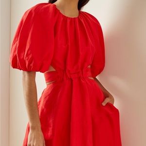 Aje Linen-Blend Cutout Midi Dress in Mimosa